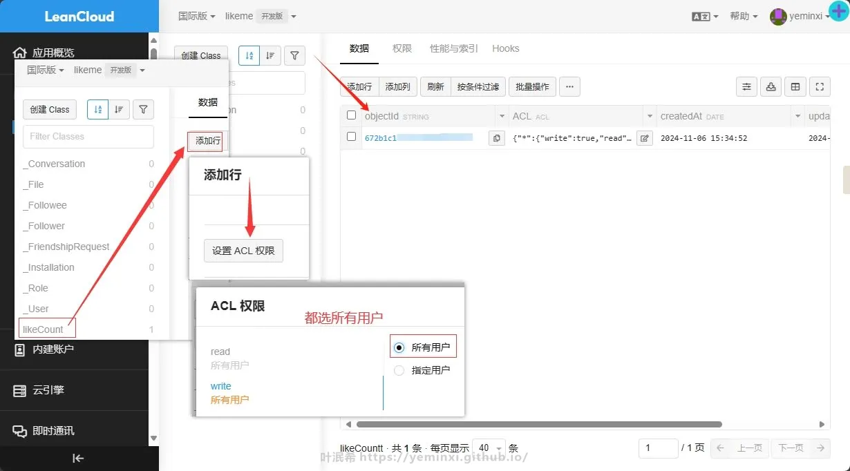 在likeCount里新建一行